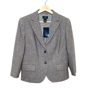 Brooks Brothers Womens 8 Wool Blend Herringbone Short Blazer 3/4 Sleeve New Tag